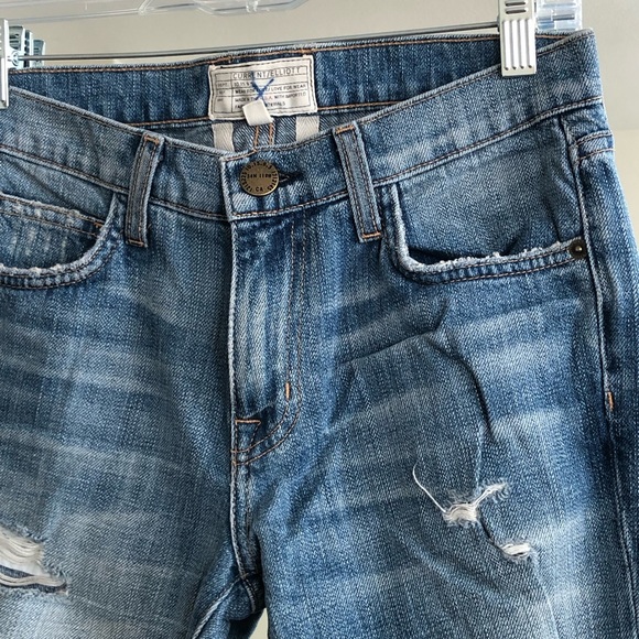 Current/Elliott Straight Leg Distressed Denim Jeans - Picture 3 of 9
